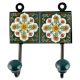 White Floral Ceramic Tile Hook